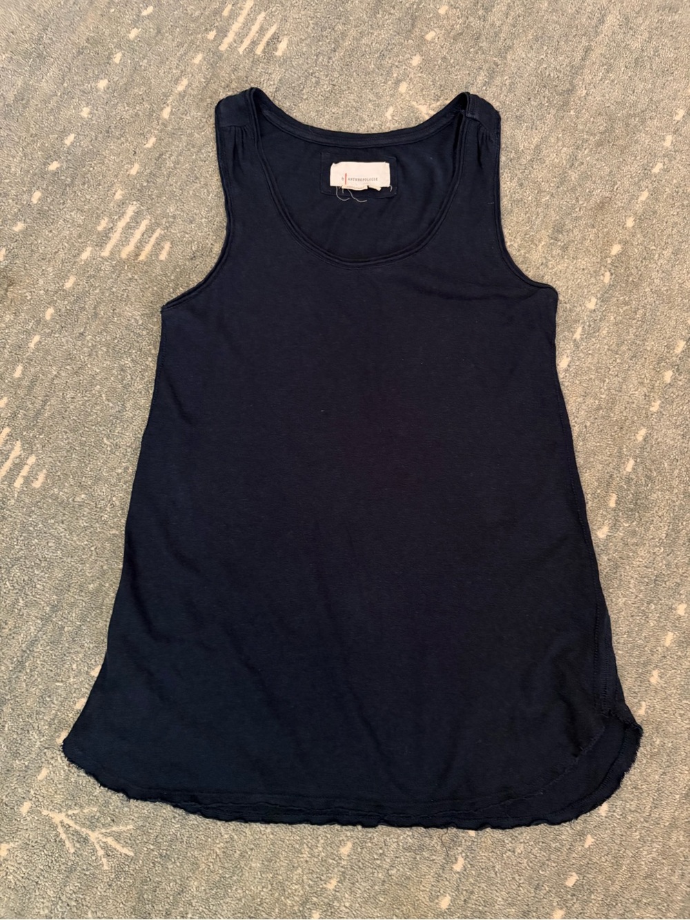 by Anthropologie Linen Blend Scoop Neck Tank Top in Navy